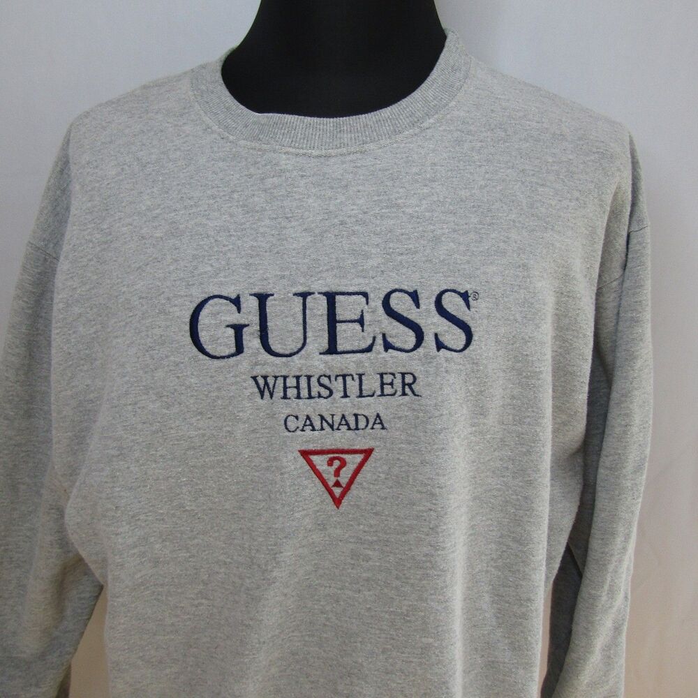 Vintage GUESS Whistler Canada Sweatshirt Men's Small S Boxy Crewneck 90s Ski